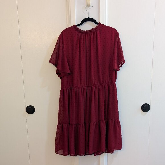 Nemidor Womens Plus Swiss Dot Chiffon Print Dress with Ruffle Sleeve, Size 22 - Picture 2 of 3